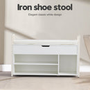 39'Shoe Storage Bench, Entryway Bench with Lift Top Storage Box, Metal and Board Bench for Entryway, Two Tier Shoe Rack Organizer for Entryway, Bedroom, Hallway, Industrial,  white