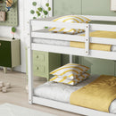 Solid Wooden , Solid Rubber Wooden Twin over Twin Floor Bunk Bed with Ladder ,Upper and Bottom Bed Platforms crafted with Strengthened Slats, White