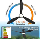 52 Inch Black Ceiling Fan With Integrated Led Lighting