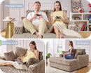 Brown Plush Sleeper Chair 53Inch Chaise Lounge With Pillows