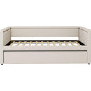 Modern Style Twin Size Upholstered Daybed with Trundle for Guest Room, Small Bedroom, Study Room, Beige