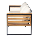 Outdoor 3-piece Acacia Wood and Metal Patio Sofa Set