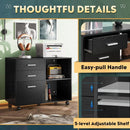 Black 3 Drawer Mobile File Cabinet And Printer Stand With Open Shelves Wood Lateral Filing Cabinet For Home Office