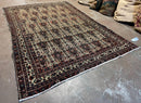 Antique Persian Afshar Rug 5x7, Wool Hand Knotted Oriental Carpet 5 x 7 ft, Repeated Motif Allover, Cream and Maroon, Tribal Rug, Medium Sized Rug,  Zil-i-Sultan Design
