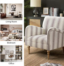 Tan Stripe Accent Chair With Wooden Legs For Living Room