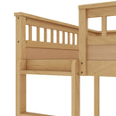 Queen over Queen Bunk Bed with Ladder and Guardrails, Natural