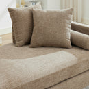 Upholstered Chaise Lounge Indoor with Nailheads, Sleeper Sofa Couch with 4 Throw Pillows & 2 Bolsters, Daybed with Rubberwood Legs, Taupe Chenille,75.2'' Wide