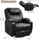 Leather Rocking Recliner With Massage And Heat Swivel
