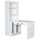 83.4'Tall Bookshelf with Writing Desk, Modern Bookcase with Study Desk, Workstation with Storage Shelf,Storage Bookcase with Open Shelves and LED Lighting for Living Room,Home Office,White