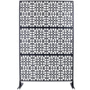 Outdoor & Indoor Privacy Screen Metal Privacy Screen 76' H×48' W Freestanding Decorative Privacy Screen Black Steel