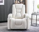 Cream White Power Recliner Chair With USB Ports And Hidden Storage