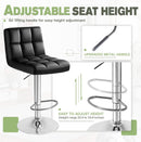 Bar Stools Set Of 2 Black PU Leather Swivel Adjustable Counter Height
