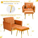 Orange Velvet Accent Chair With Adjustable Armrests And Backrest