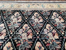 Black Kirman Rug, 8x11 - 9x12 Rug, Sino-Persian Rug, Floral Oriental Carpet, Handmade Rug, Black and Ivory Rug, Room Sized Area Rug, Wool