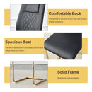 Table and chair set.63'x31.5x30'Black Texture With Lines Patterned Sintered Stone Table with Golden Stainless Steel Butterfly Legs.Paried With 4 Black High-quality PU Chairs With Golden Metal Legs.