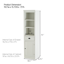 Retro Style 75'' Tall Display Shelf with Cabinet for Hallways Living Room Kitchen - White