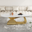 Modern Sintered Stone Tabletop Coffee Table with Stainless Steel Base - Elegant and Durable Living Room Centerpiece