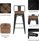 30 Inch Low Back Metal Barstools With Wooden Seat