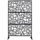 Outdoor & Indoor Privacy Screen Metal Privacy Screen 76' H×48' W, Freestanding Decorative Privacy Screen for Deck Balcony Patio, Privacy Fence Panels for Outside Lawn Garden PS114 BLACK