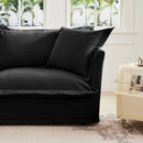 Living Room Sofa Slipcovered Sofa 3 Seater Sofa With 3 Ottomans, Oversized 3-Seat Sleeper Sofa Bed Home Theater Sofa, Chenille, Black