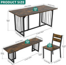 63 Inches Luxurious Farmhouse Dining Table Set Walnut