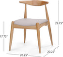 Beige Fabric Dining Chairs With Oak Finish 2 Pack Set