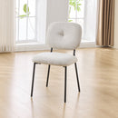 Modern Dining Chairs Set of 2, White Upholstered Accent Chairs with Metal Legs – Space-Saving Contemporary Kitchen & Dining Room Seating
