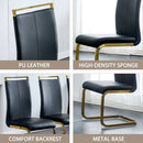 Modern Dining Chairs, PU Faux Leather High Back Upholstered Side Chair with Golden C-shaped Tube Metal Legs for Dining Room,Kitchen(Set of 2 )(Black+PU)W115171346