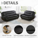 Black Faux Leather Sofa Loveseat 2 Piece Living Room Set