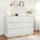 Modern 6 Drawer Dresser with Spacious Countertop and Concealed Handles, Storage Cabinet for Bedroom and Living Room, White MDF