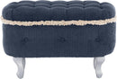 Blue 29.5 Inch Upholstered Storage Ottoman Cushion