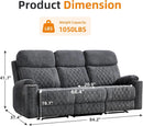 Grey Fabric 3-Seater Electric Recliner Sofa with Cup Holders