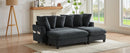 Black Upholstered 83' L-shaped Sectional Sofa with Storage, Movable Ottoman, and Six Throw Pillows