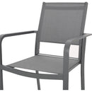 Outdoor Modern Aluminum Dining Chair with Mesh Seat (Set of 2), Gun Metal Gray and Dark Gray