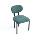 Modern Dining Room Chairs Set of 2, Mid-Century Upholstered Boucle Kitchen Dining Chairs with Black Metal Legs