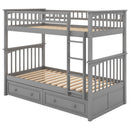 Mystrene - Twin Over Twin Bunk Bed With Drawers, Convertible Beds