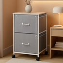Light Grey 2 Drawer Mobile File Cabinet Rolling Printer Stand Fits A4 Or Letter Size