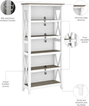 Bush Furniture Key West 66 Inch Bookcase Shiplap Gray White