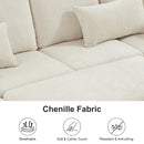 97 Inch L-Shaped Corner Sectional Sofa Couch with Seat and Storage Ottoman,Chenille Fabric Corner Couch with 7 Seats & 2 Pillows for Living Room, Beige