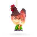 Farm Hen Chicken With Red Comb Glass Christmas Ornament