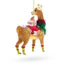 Christmas Llama with Tinsel Garland and Gift Glass Christmas Ornament