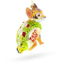 Taco Dog Chihuahua Glass Christmas Ornament
