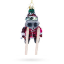 Raccoon Skier with Goggles Glass Christmas Ornament
