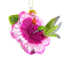 Hummingbird with Hibiscus Glass Christmas Ornament