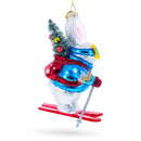 Skiing Bunny Rabbit Wearing Goggles Glass Christmas Ornament