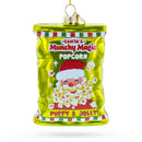 Santa’s Christmas Popcorn Bag Glass Christmas Ornament