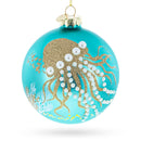 Ocean Jellyfish and Coral Teal Glass Ball Christmas Ornament