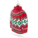 Holiday Knit Sweater with Snowflake Pattern Glass Christmas Ornament