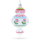 Red Flowers and Swirls Glass Christmas Ornament