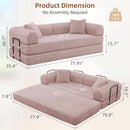 Transformable Sofa Bed QueenSize Pink Folding Frame